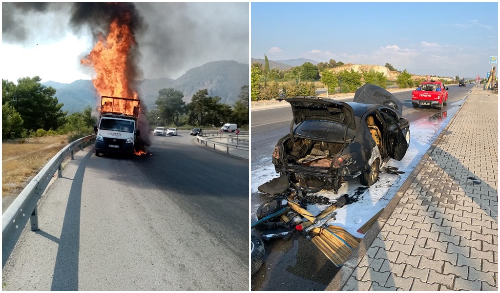 İtfaiyeden Araç Yangınlarına Müdahale